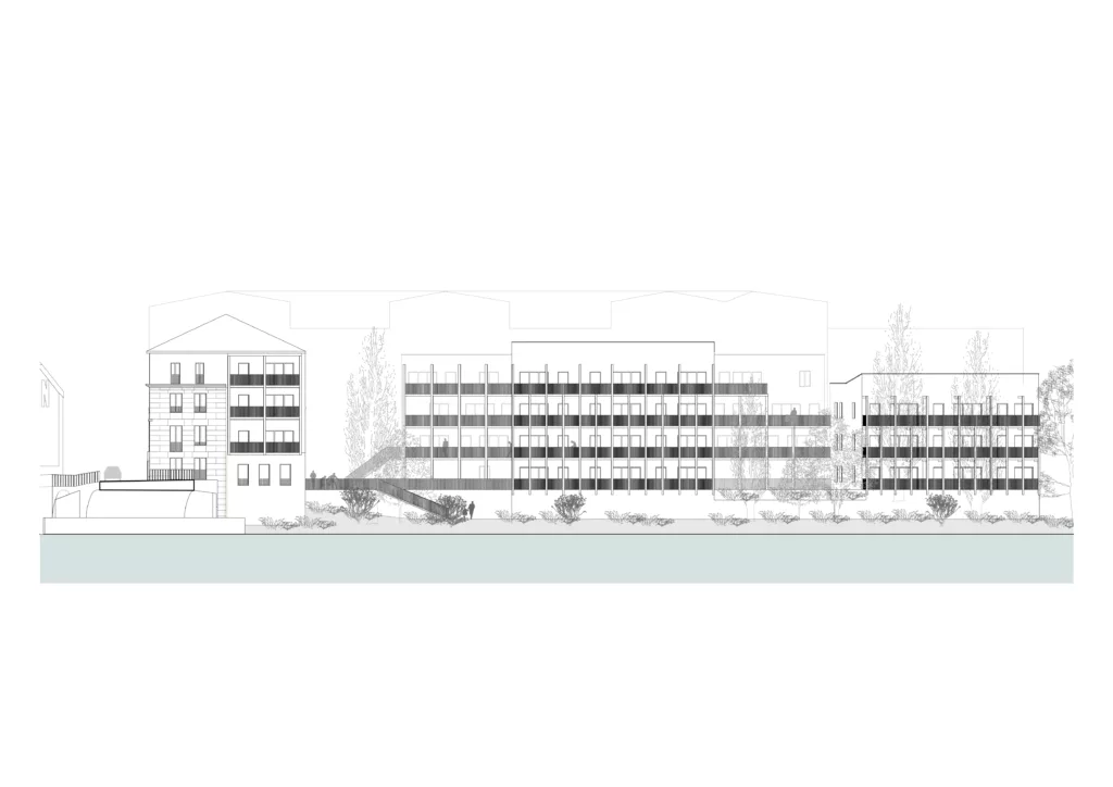 Restructuration d&rsquo;un îlot urbain avec logements et commerces