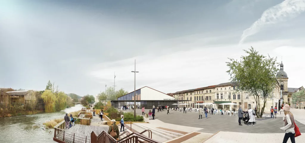 Marché couvert et place publique