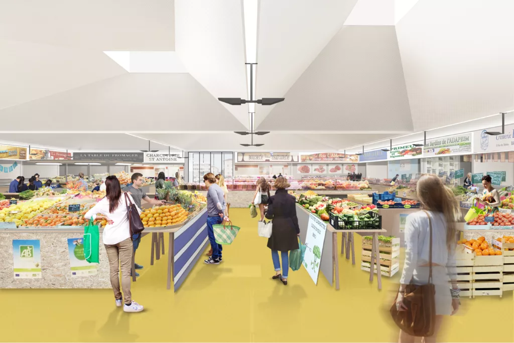 Marché couvert et place publique