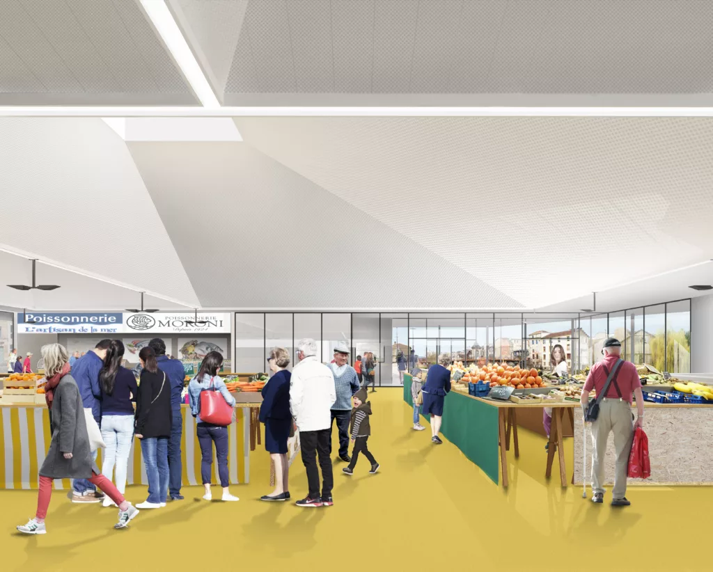 Marché couvert et place publique